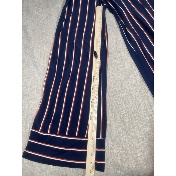 Ultra Flirt Pants Women's Medium Navy Striped Wide Leg Pants - Picture 9 of 16